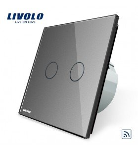 Intrerupator Touch Dublu Gri LIVOLO, Wireless