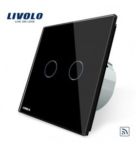 Intrerupator Touch Dublu Negru LIVOLO, Wireless