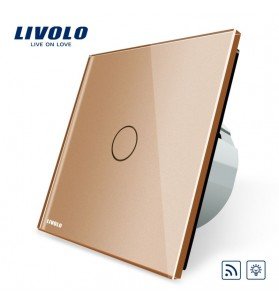 Intrerupator TOUCH simplu, dimabil, wireless, golden Livolo