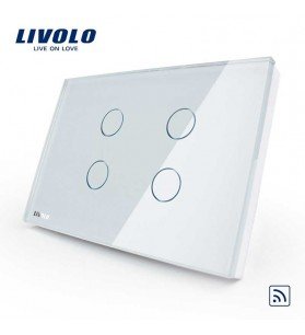 Intrerupator touch cvadruplu, wireless, Alb, Livolo, Standard italian