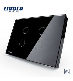 Intrerupator touch cvadruplu, wireless, Negru, Livolo, Standard italian