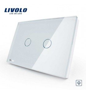 Intrerupator touch dublu, dimabil, Alb, Livolo, Standard italian