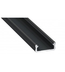 Profil aluminiu aparent, tip D, 2 metri, Negru