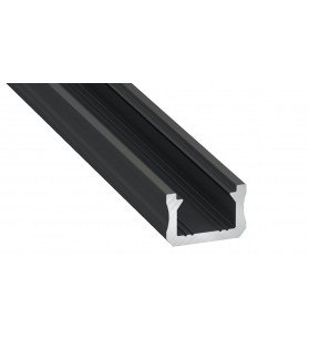 Profil aluminiu aparent, tip X, 2 metri, Negru